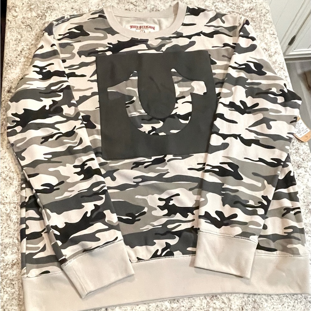 True Religion Grey Camo Pullover/ BRAND NEW w/Tags